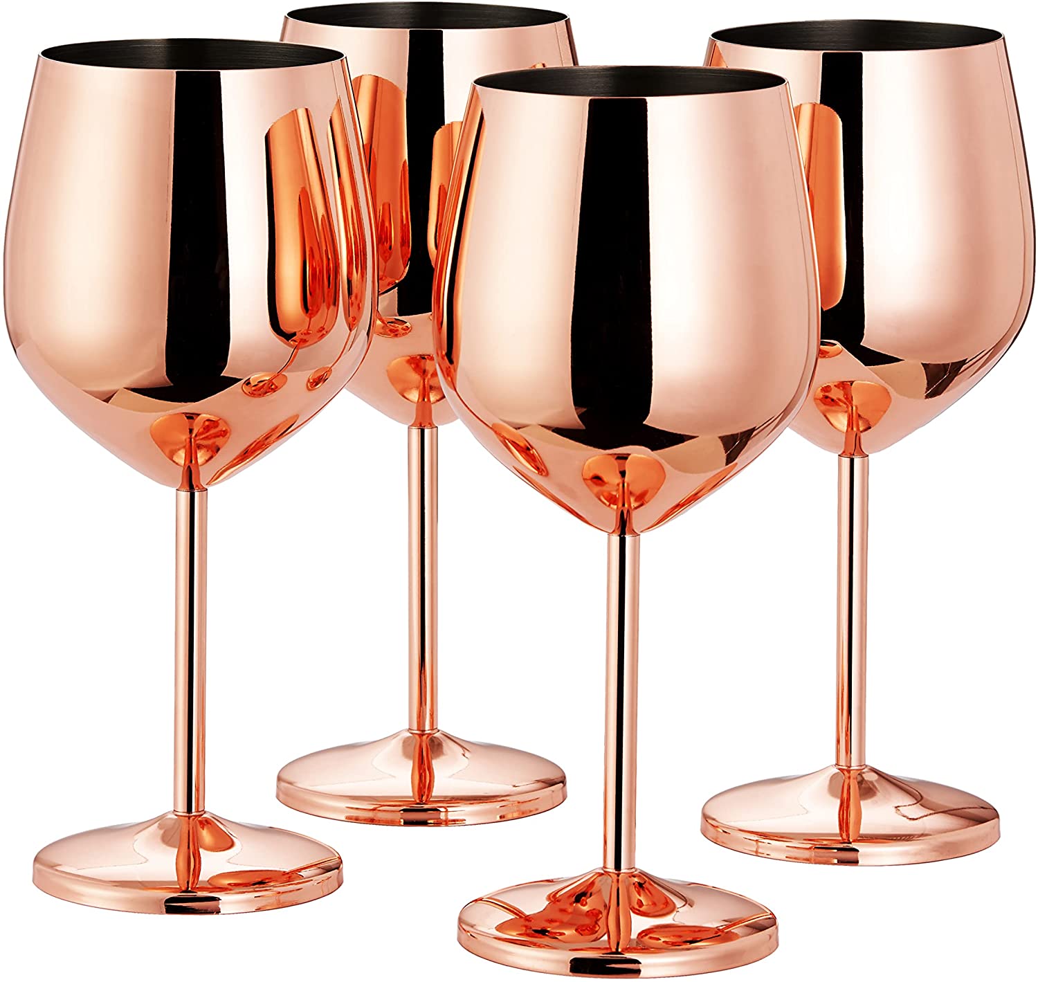 Copas de vino irrompibles, Conjunto de 6 4/2 copas de vino para exteriores, Copas de boda grandes, copas de vino negro, cristalería pulida: Rose 4 Pieces