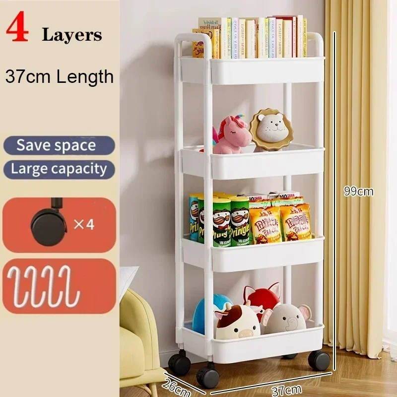 Carro de almacenamiento de estantería, carrito de cocina móvil, organizador con ruedas, espacio, carrito de estantería móvil, estante de almacenamiento de aperitivos para el hogar: Multicolor