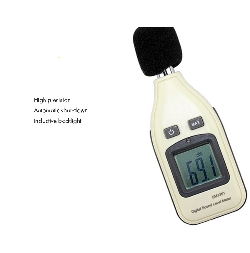 Digital Sound Level Meter Noise Volume Meter 30-130dB(A) Range with Sound Simulation, Max Hold, Automatic Backlight Display