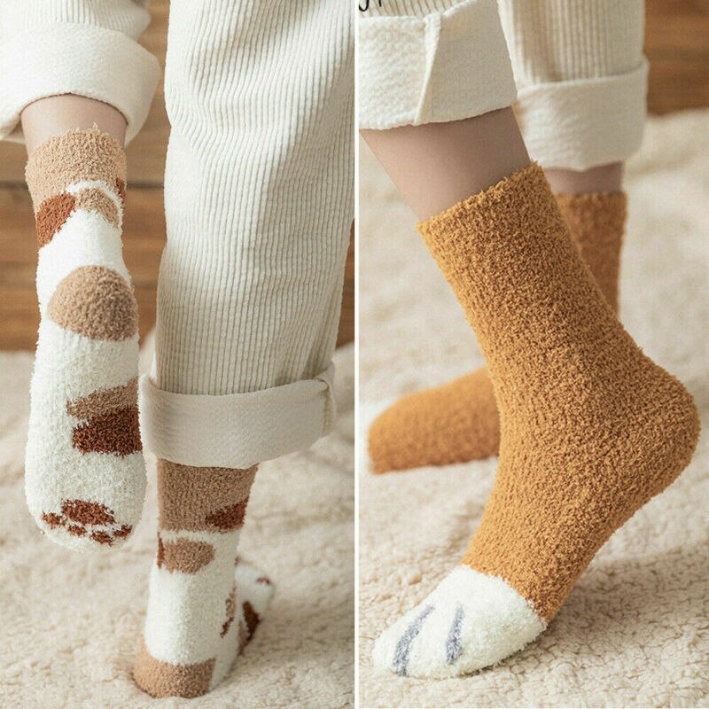 Pudcoco Baby Winter Cat Claws Cute Thick Warm Sleep Floor Socks Plush Coral US
