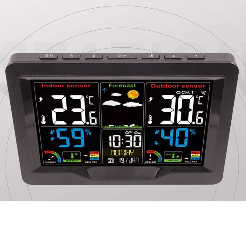Weather Station with Outdoor Sensor,Wireless Weather Station,Digital Thermometer with Digital Alarm Clock,Hygrometer