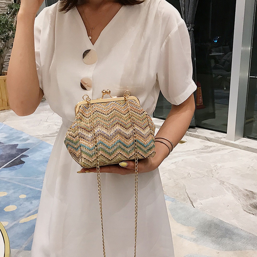 Women Weaving Hit Color Shoulder Bags Hand Messenger Phone Bag Braided zipper shoulder diagonal phone purse bags June3