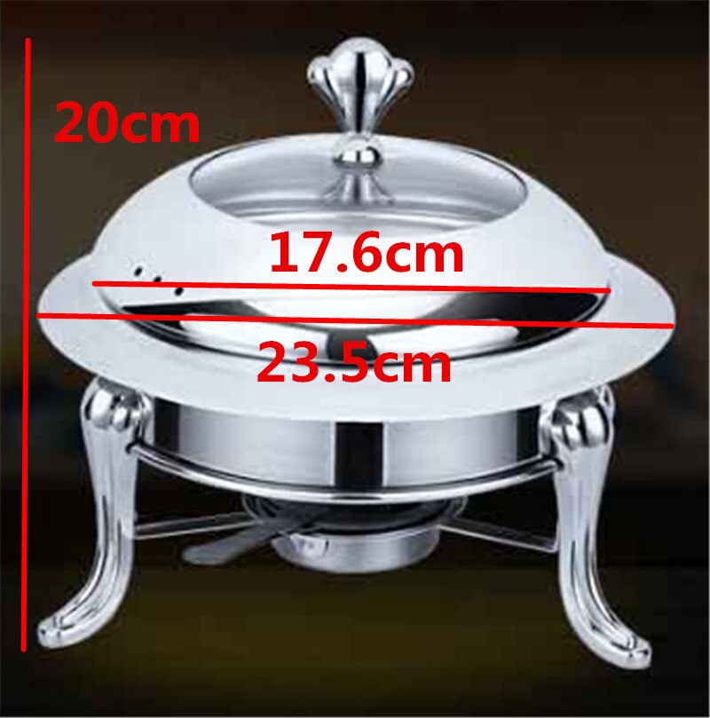 Golden stainless steel alcohol stove household commercial Removable small chafing dish solid fuel boiler small cooking pots: Silver 18cm