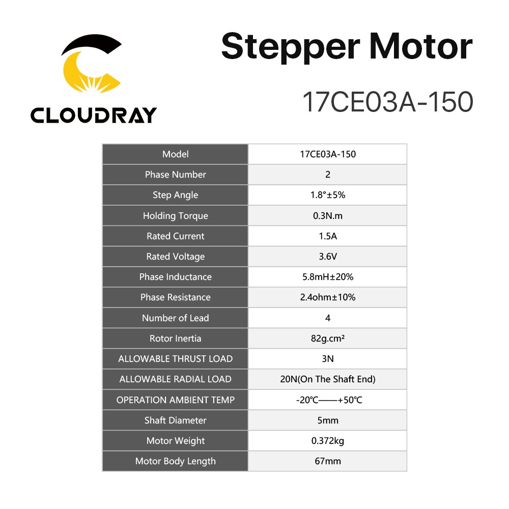 Cloudray-Motor paso a paso Nema 17, Servo Motor paso a paso de bucle cerrado con codificador para impresora 3D CNC, 0.3N.m 1.5A