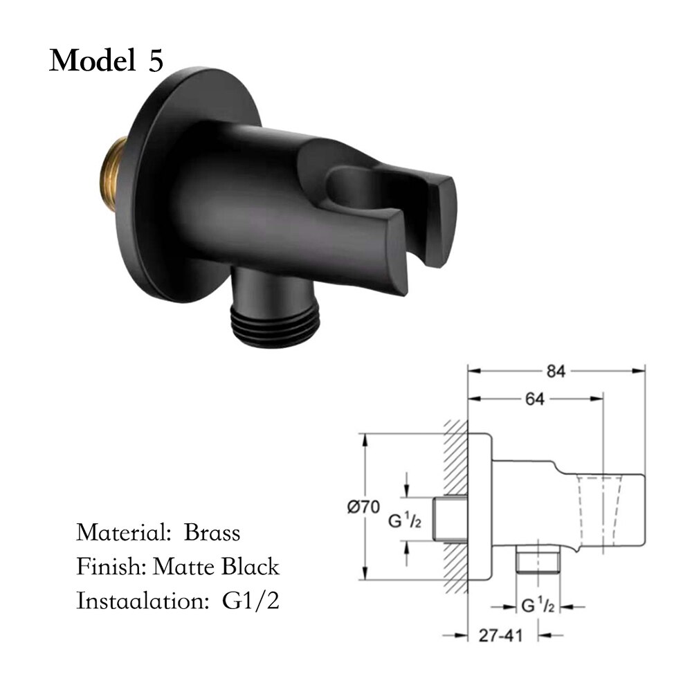 Solid Brass Bathroom Shower Head Connector /Holder with Water Outlet, Wall Mounted Connector Bracket For Shower Accessories: Model 5