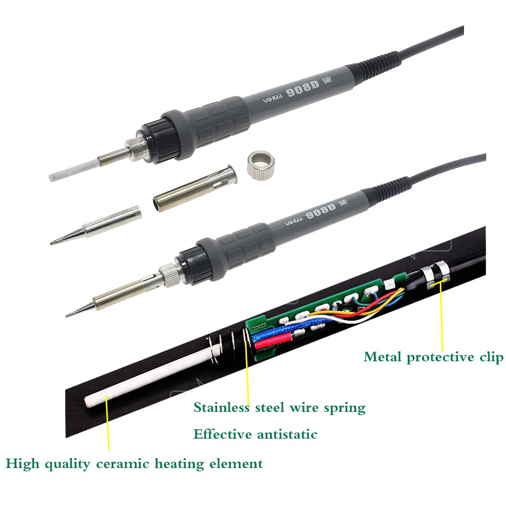 Yihua-soldador eléctrico 908D, herramienta de reparación, BGA, retrabajo, estaño, soldador Digital, temperatura ajustable, estación de soldadura de estaño