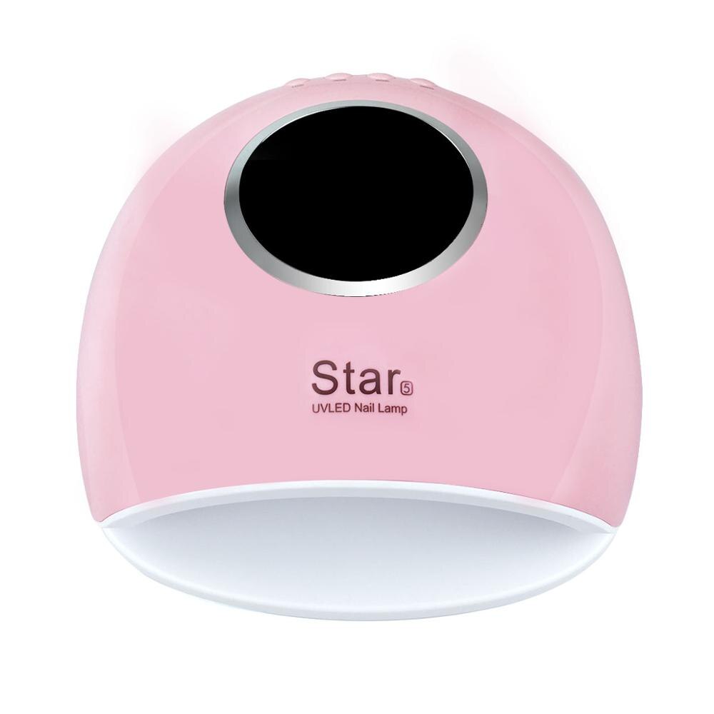 Star 5 Nail Lamp 72W LED UV Nail Machine Drying UV Gel Polish With Button Timer 33 LEDs Dual Light Manicure Nail Art Lamp: Pink