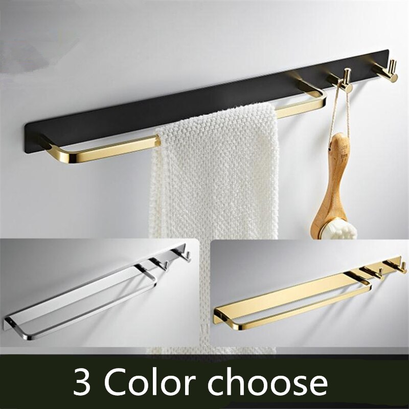 Alle Koper Materiaal Handdoek Bar Wandmontage Badkamer Handdoek Rek Met Dubbele Handdoek Haken Badkamer Hardware Hanger