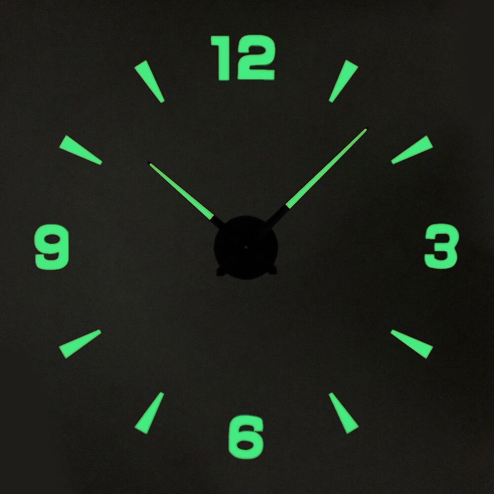 Horloges murales lumineuses grande Horloge montre Horloge 3D autocollants faciles à poser Quartz Luminou Duvar Saat Klock Horloge murale lumineuse muette moderne: Luminous / 47 inch