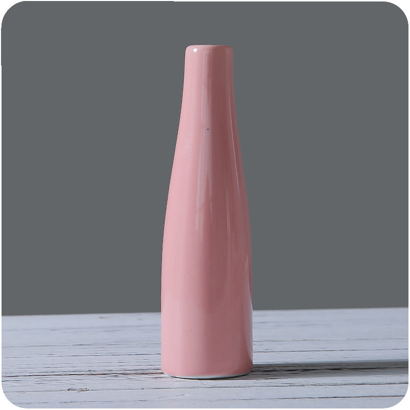 Tjock färgglad keramisk vas kontorsinredning hydroponisk flaska hushållsdekoration jardiniere mikrolandskapsvas: Rosa