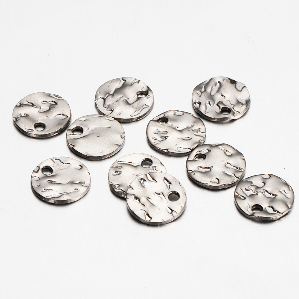 10 sztuk złoty kolor stal nierdzewna 8-12mm okrągłe młotkowane Charms kolczyki wisiorek dla DIY kolczyk komponenty do wyrobu biżuterii dostaw: 18mm / Niebieski