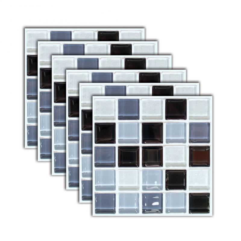 3D Waterproof Wallpaper Bathroom Self-adhesive Waterproof Wallpaper Kitchen Mosaic Wallpaper PVC Wall Stickers Home Decoration: 6pcs
