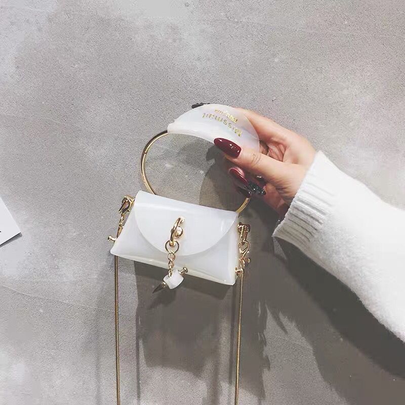 Dames mini tote bag zomer leren dames handtas ketting schoudertas messenger bag bolsos mujer: 13 cm gelei wit