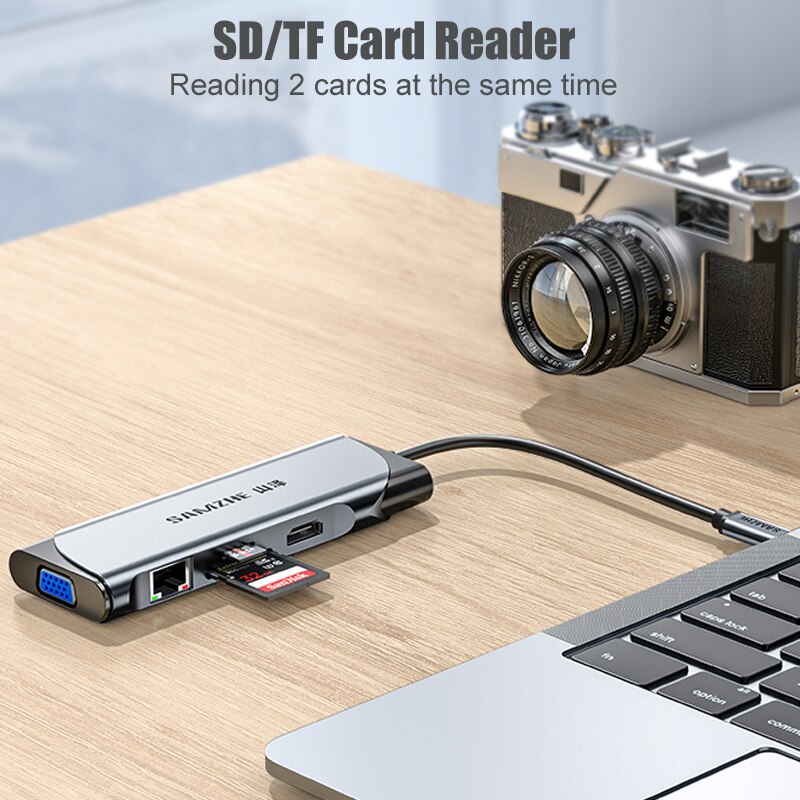 SAMZHE USB C HUB Portable Type C to Multi USB 3.0 HDMI Adapter Dock for MacBook Pro Air USB-C Splitter Port Type C HUB