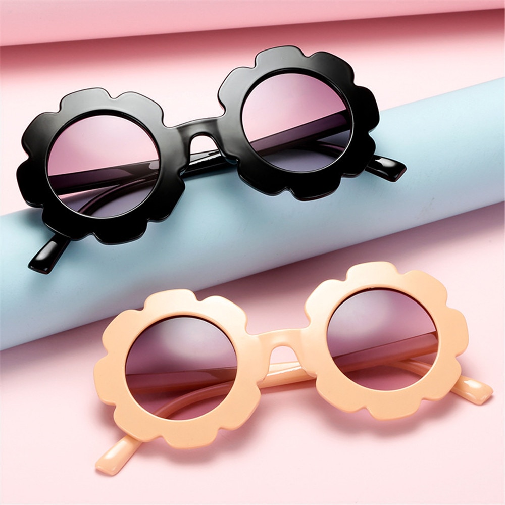 Children's Sunflower Sprouting Wild Flower Sunglasses Round Frame Trendy Glasses Children's Outing Sunglasses