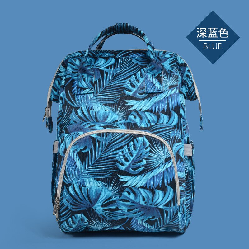 Stijl Luiertas Mode Zuigfles Bag Multi-Functionele Waterdichte Grote Volume Rugzak Mother 'S Tas Gedrukt Mama tas: Dark Blue