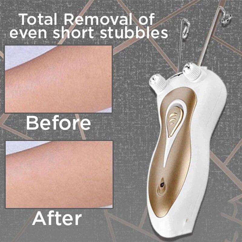 Elektrisk kvinnor epilator män kropp ansikte ben hals ansiktshårborttagning för dam med bomullstråd smink kosmetiskt verktyg