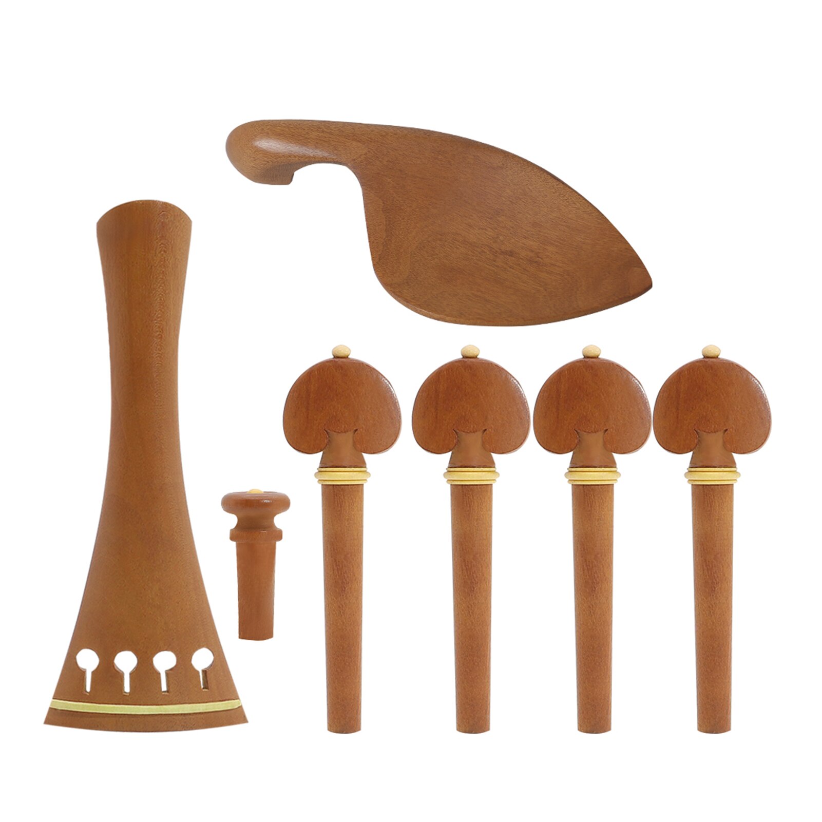 Muslady 4/4 Violin Accessory Parts Set Jujube Wood with Tailpiece Chin Rest End Pin Tuning Pegs