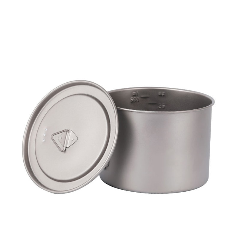 Tiartisan acampamento portátil copo 900ml copo de titânio pote de água com tampa dobrável alça piquenique panelas ao ar livre utensílios de mesa ta8316