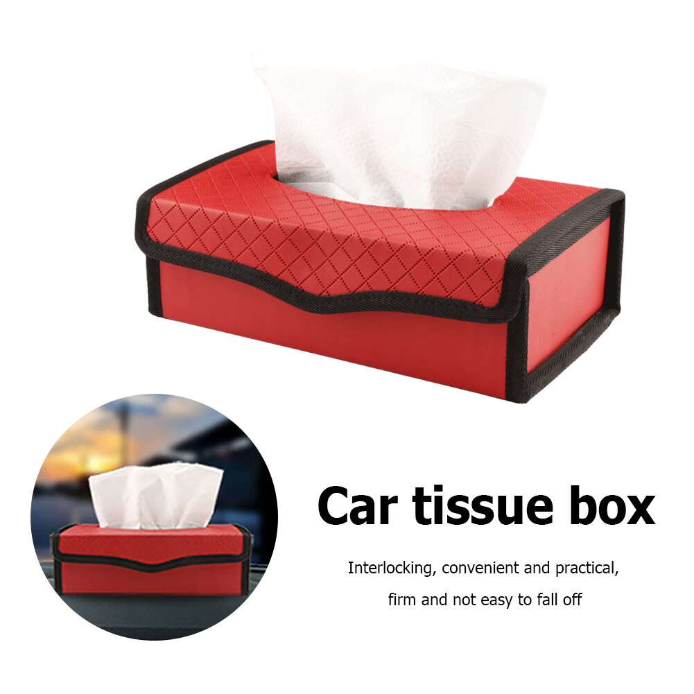Car Tissue Box Holder PU Leather Dashboard Napkin Box Box Holder Home Office Tissue Box Folding Large Capacity Interior Storage