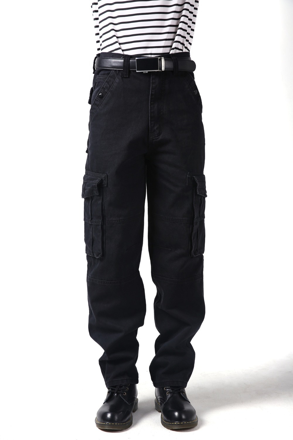 Plus Size Russian Style Mens Cargo Jeans With Cargo Pocket Baggy Cargo Pants Denim Black Realaxed Loose Straight Jeans For Men