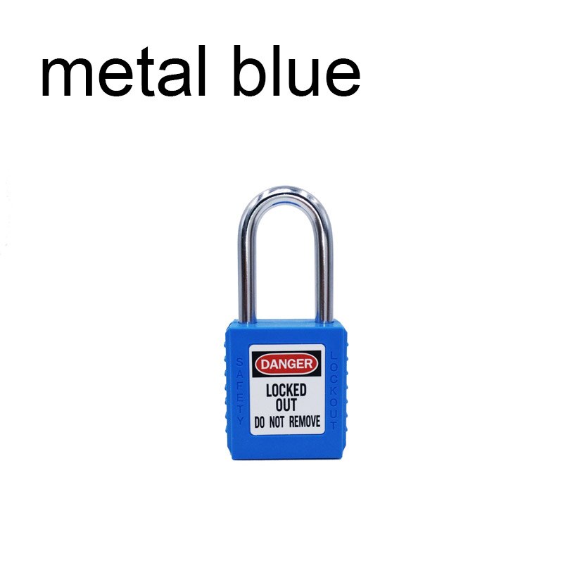 Lock ABS security padlock plastic shackle steel safety padlock 38mm nylon non conductive safety padlock, with 2 unique key: metal  BLUE