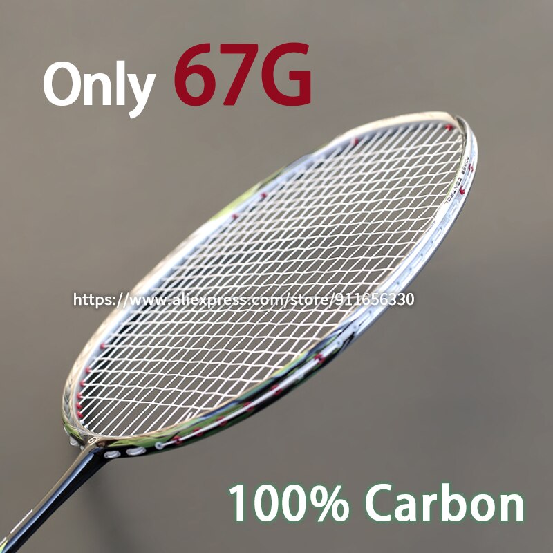 100% Full Carbon Fiber Super Light 7U 67G Badminton Rackets Strungs Max Tension 30lbs Racquet Bag Sports For Adult