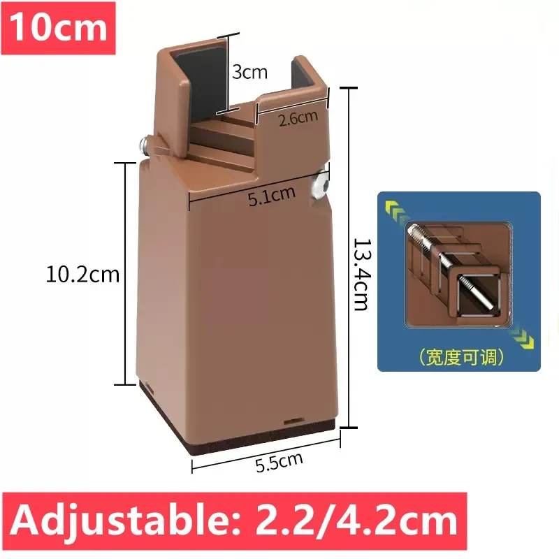 Elevador de pies de silla ajustable, elevador inferior de sofá de escritorio resistente de 5/10cm, elevador de mesa de sofá de Metal, elevadores de muebles de cama, 4 Uds.: Cromado brillante