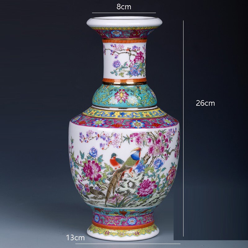 Yongzheng enamel vase with gold flower vase Jingdezhen antique ceramic vase vase