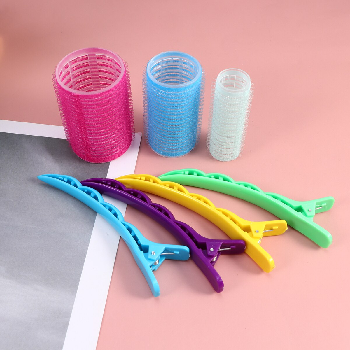 3 Sets /28pcs Self-adhesive Nylon Hair Curler Set Useful Hair Rollers Curler Set Portable Hairdressing Corrugated Clips Tool