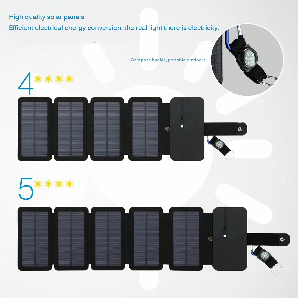 Universal dobrável sunpower dobrável dobrável 10 w carregador de telefone solar 5 v 2.1a dispositivos de saída usb seguro portátil painéis solares para smartphone