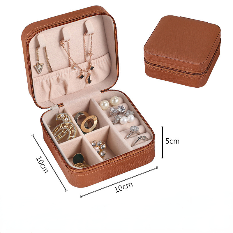 Boîte de rangement pour bijoux, bague, collier, boucles d'oreilles, trousse de maquillage, trousse de lavage: Orange
