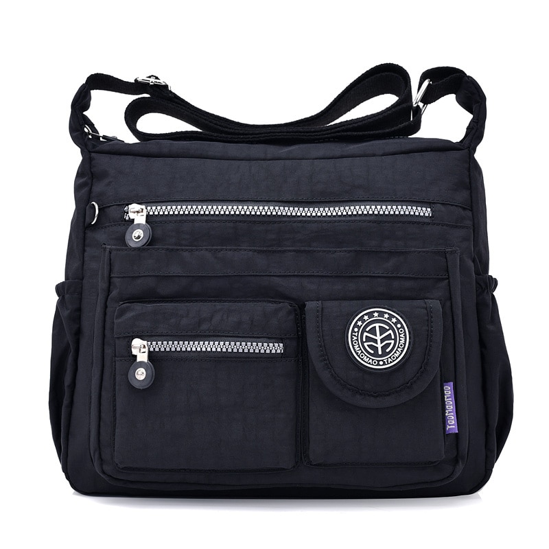 Waterdichte nylon dames schoudertas casual dames handtassen damestassen crossbody tas bolsa feminina: Zwart