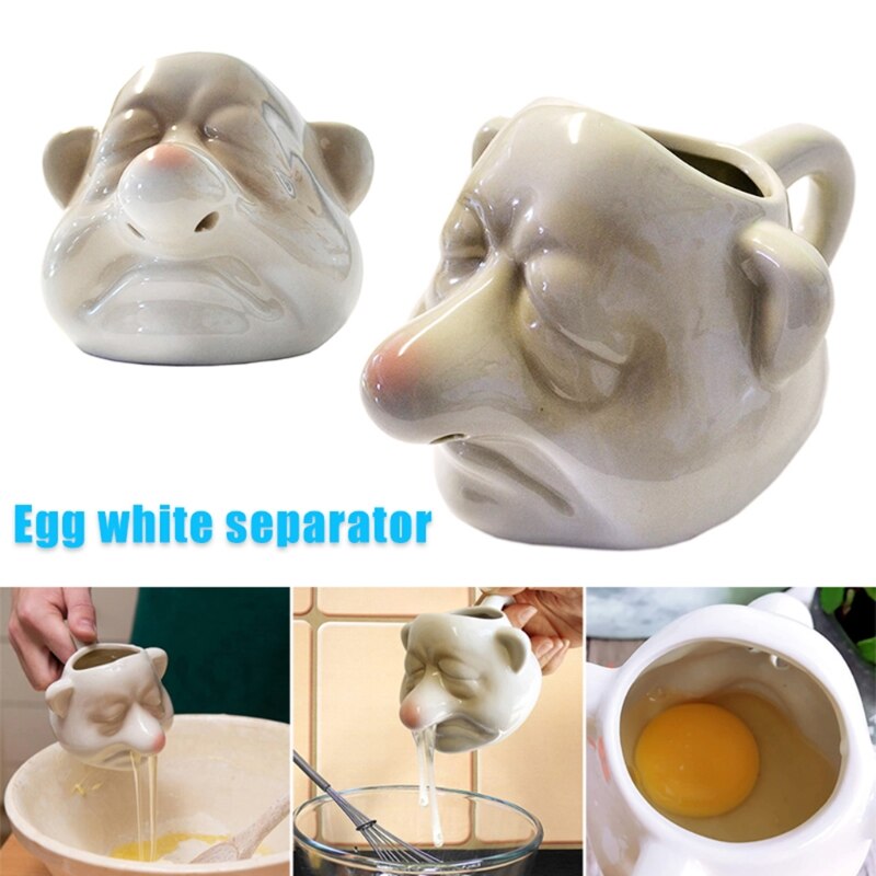 Funny Dwarf Ceramic Egg Yolk Separator Handheld Egg White Running from Nose Egg Separator Tool Household Tools B03E
