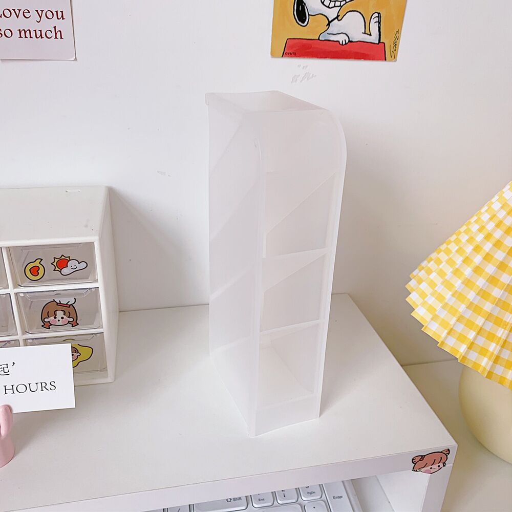 Minkys Kawaii Bitterkoekje Kleur 4 Gird Desktop Organizer Penhouder Bureau Makeups Potlood Opbergdoos School Kantoorbenodigdheden: white