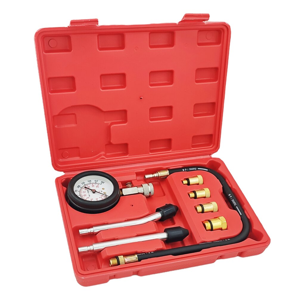 Gasoline Engine Compression Tester Car Pressure Gauge Tester Meter Auto Petrol Gas Engine Cylinder with M10 M12 M14 M18 Adapter