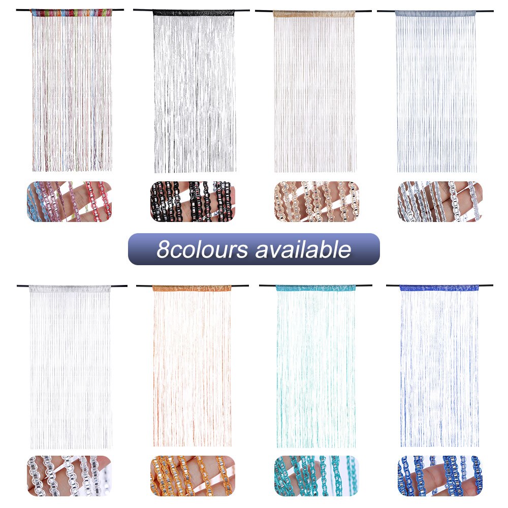 Silver/Black/Champagne Color/Rainbow Color Tassel Hanging String Door Curtain Partition Divider Windows Decoration