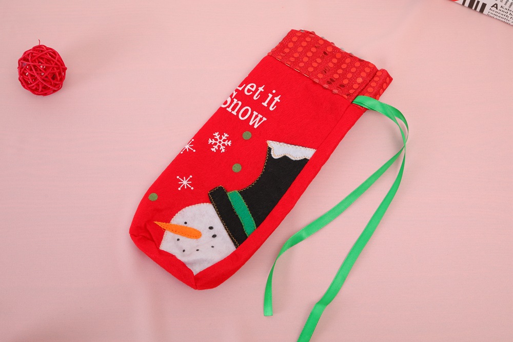 Christmas Decorations Santa Claus Wine Bottle Covers Snowman Champagne Bags Sequins Xmas Home Dinner Party Table Decors
