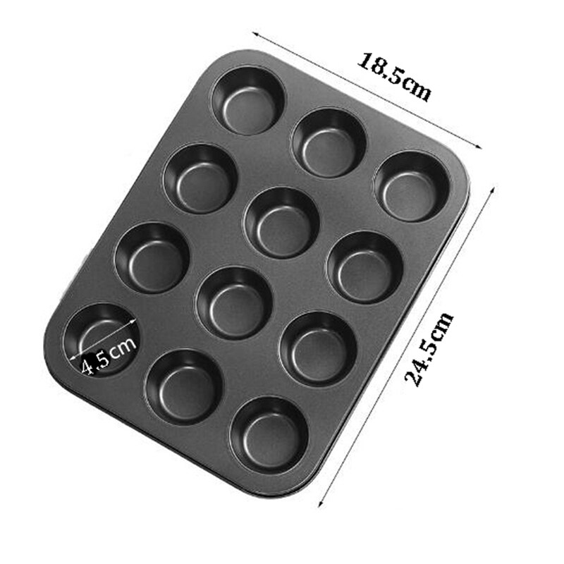 6/12 Holes Square Cupcake Pan Muffin Tray Cupcake Mold Muffin Pan Carbon Steel Baking Pan Non Stick Bakeware Biscuit Pan ZXH: 12 S holes