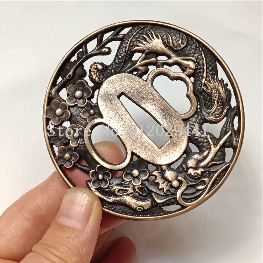 A Set Copper Hand Guard Tsuba Menuki Fuchi Kashira For Japanese Samurai Katana Wakizashi Tanto DIY Sword Handle Fittings: C