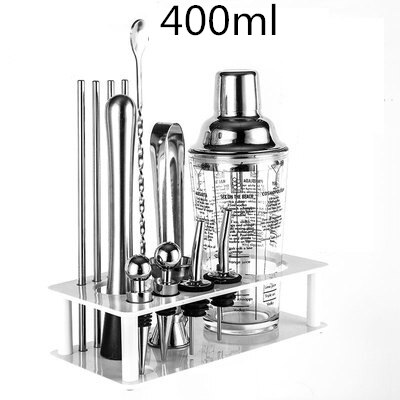 Cocktail Shaker Bar Set Plactic&amp;Wood Holder Stainless Steel Copper Plated Cocktail Shaker Bartender browserKit Bars Set Tools: B