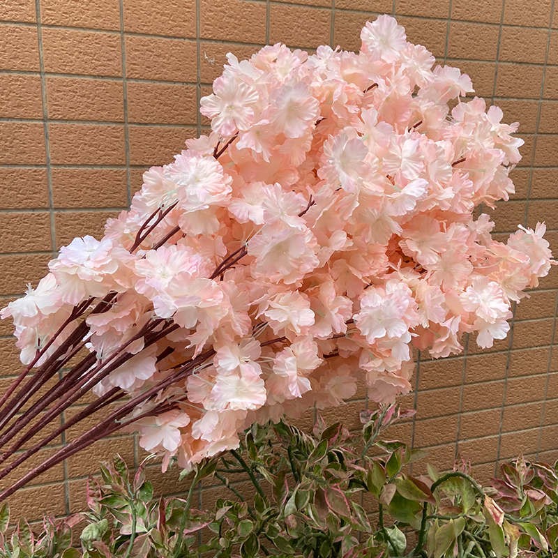 Artificial Cherry Blossom Pink White Cherry Tree Silk Flower Spring Cherry DIY Bonsai Arch Wedding Props Home Decoration: Silver