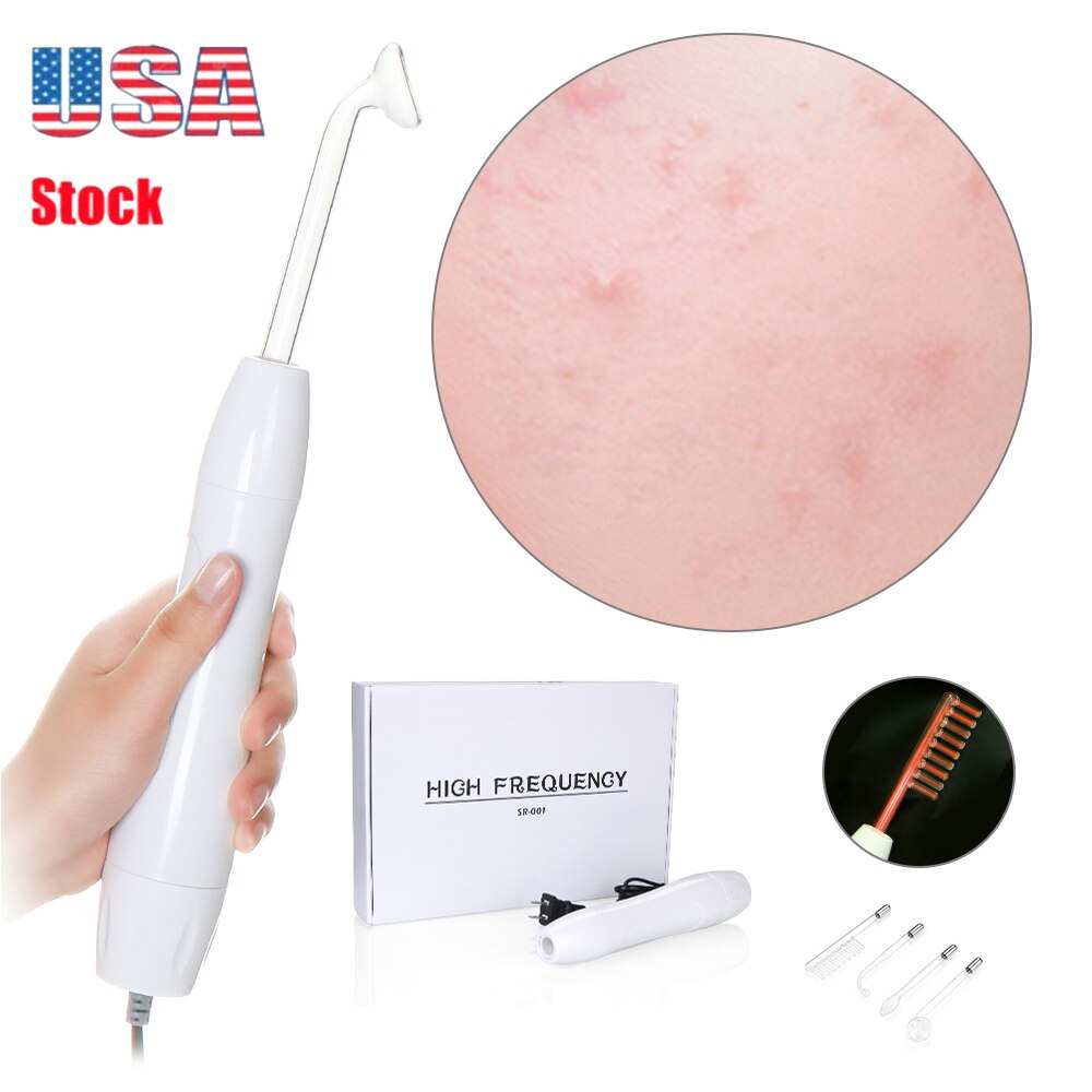 4 In 1 High Frequency Electrode Glass Tube Yellow Light Acne Wand Skin Care Spot Acne Remover Facial Spa Beauty Machine