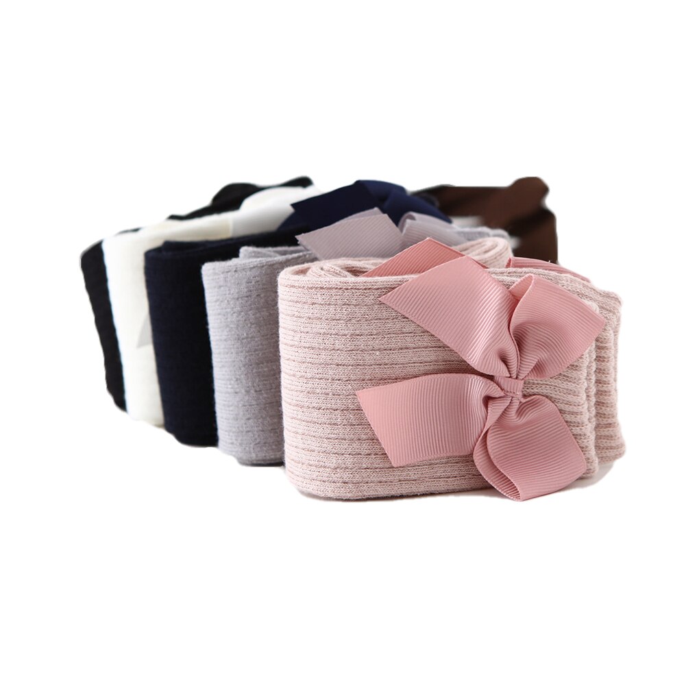 Baby Meisjes Boog Sokken Effen Kleur Katoenen Sokken Ademend Lange Buis Sokken Voor Meisjes 1-8 Jaar