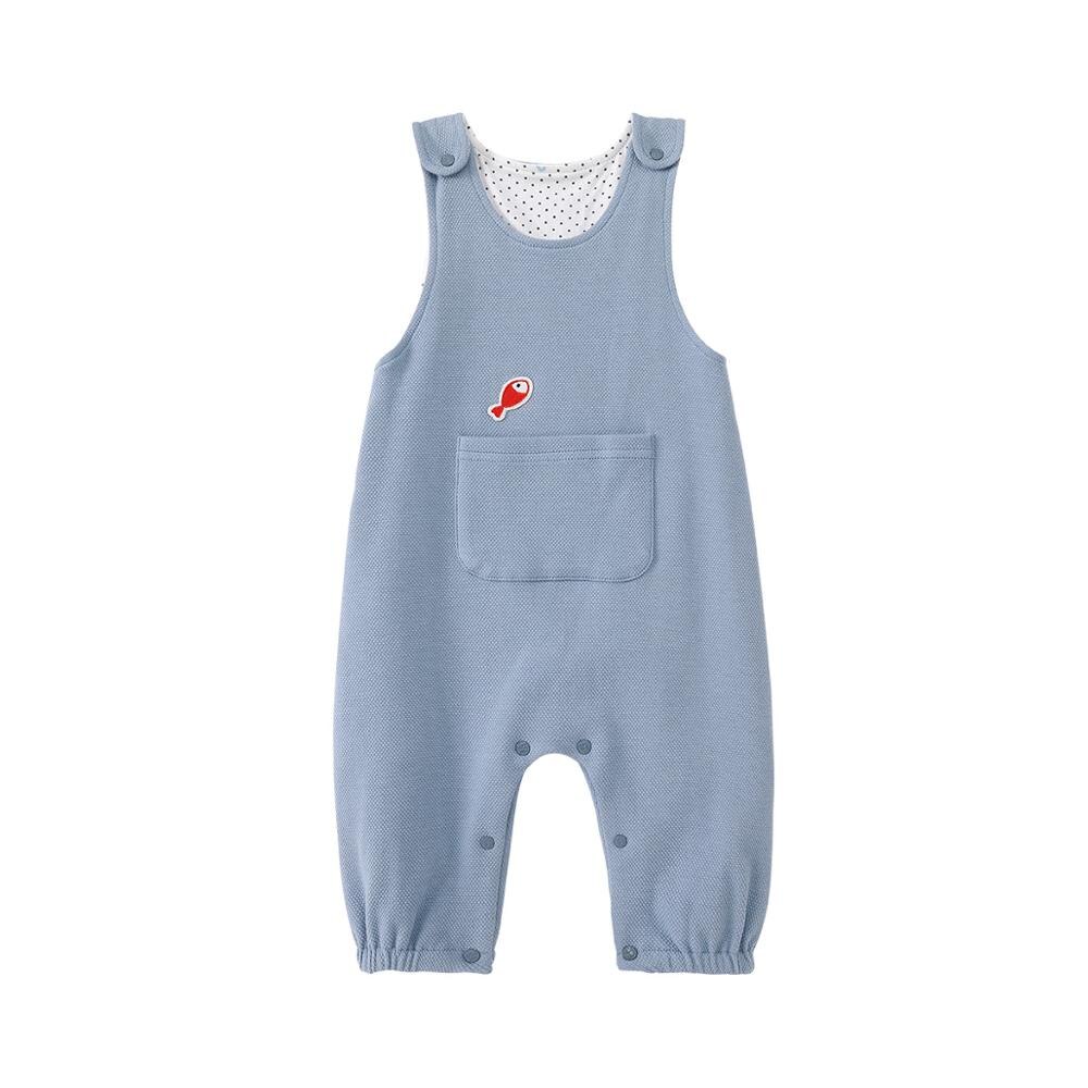 Pureborn Children Kids Baby Overalls Jumpsuit Cotton Lined Baby Suspender Pants Cartoon Pattern Pocket Baby Pants: Blue / 1-2 Years