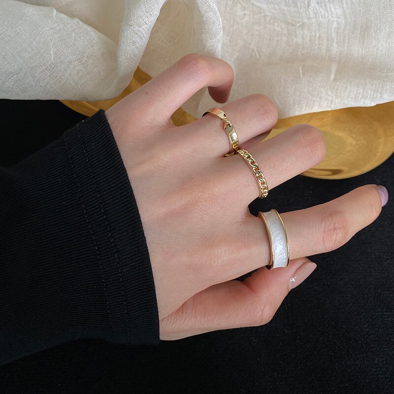 8 Stks/sets Fijnere Ringen Set Voor Vrouwen Metal Hollow Ronde Opening Vrouwen Gesp Joint Staart Vinger Ring Voor Meisje Party huwelijksgeschenken: ZJ3417