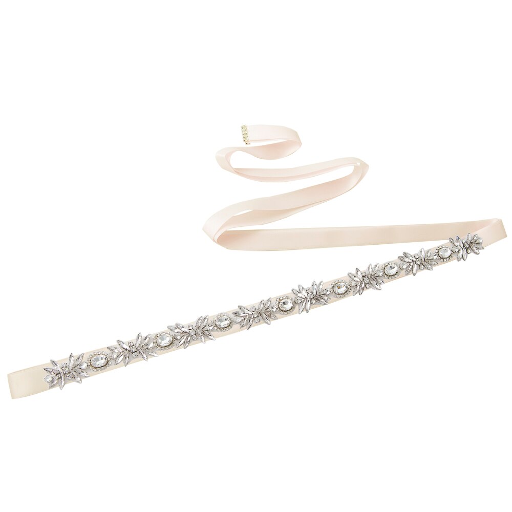 TRiXY S292 Sparkly Rhinestone Belt Wedding Dress Belt Sliver Crystal Bridal Sash Diamond Bridal Belt For Wedding Dress Accessory: baby pink