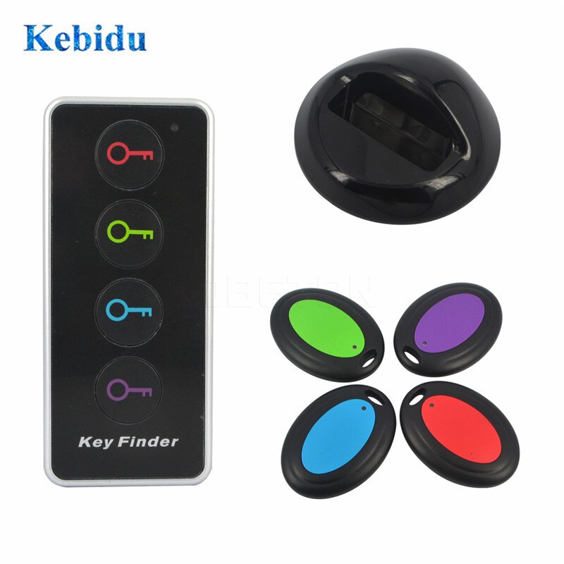 Kebidu 4 In 1 Geavanceerde Wireless Key Finder Remote Key Locator Telefoon Portefeuilles Anti-Verloren Met Zaklamp Functie 4 ontvangers En 1 Dock