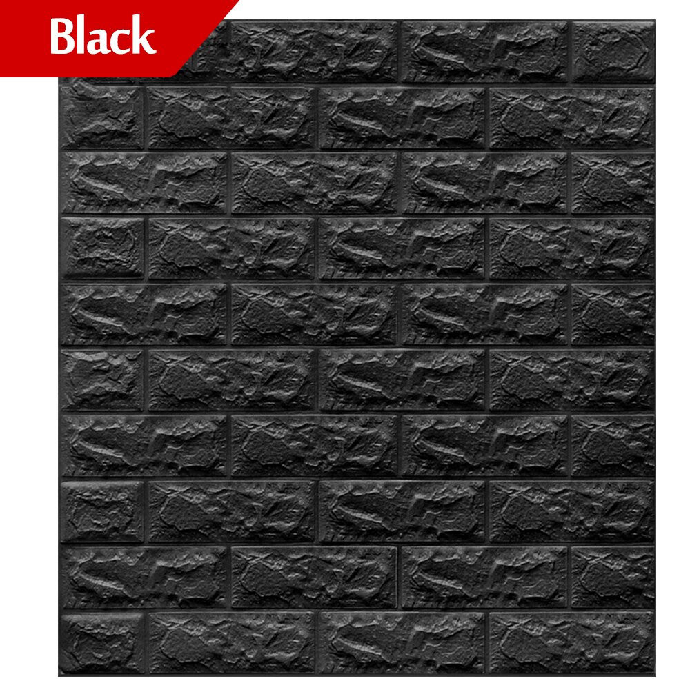 DIY autoadhesivo 3D pared de ladrillo adhesivo papel pintado decorativo espuma revestimiento de paredes impermeable papel pintado para niños sala de estar: black