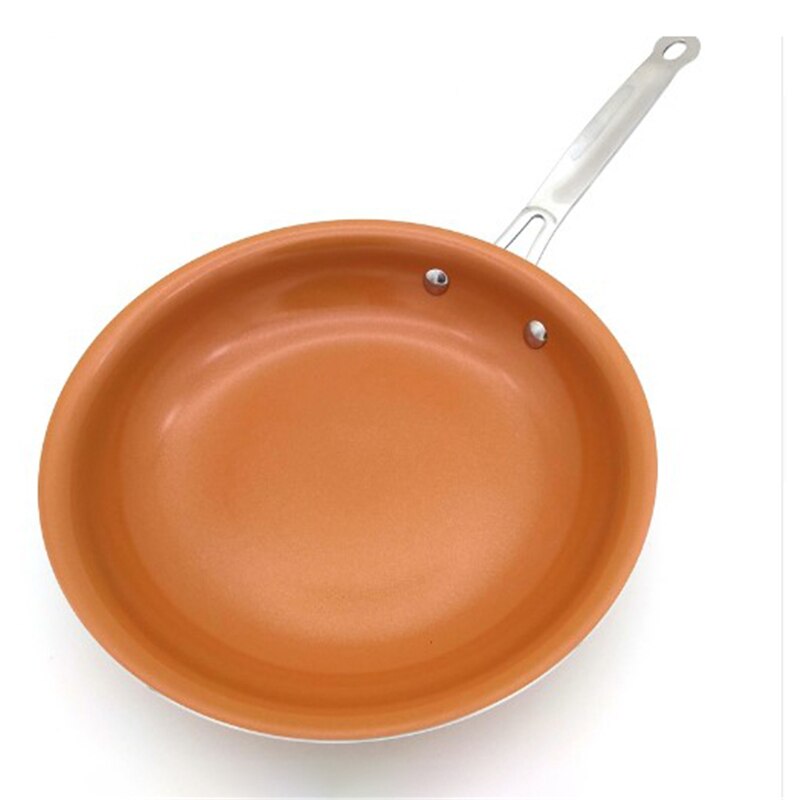 Sartén antiadherente de cobre con recubrimiento de cerámica, sartén antiadherente fácil de limpiar, duradera, herramienta de cocina, utensilios de cocina Wok